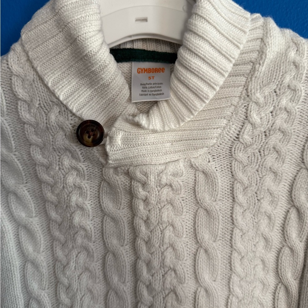 Gymboree Boys White Cable Knit Sweater